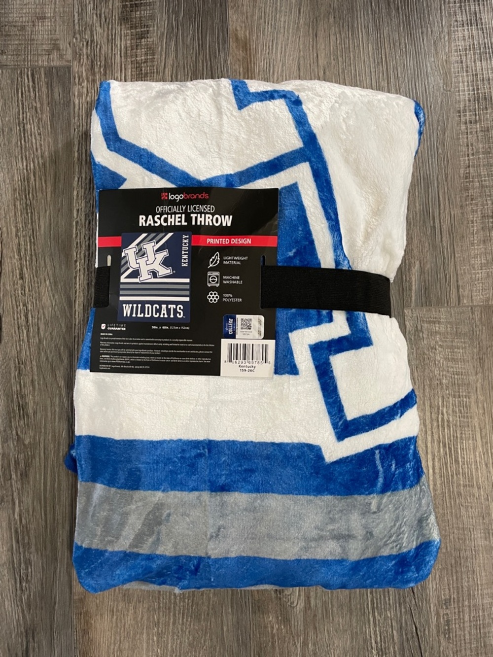 Logo Brands Kentucky Wildcats Blue and White Raschel Throw